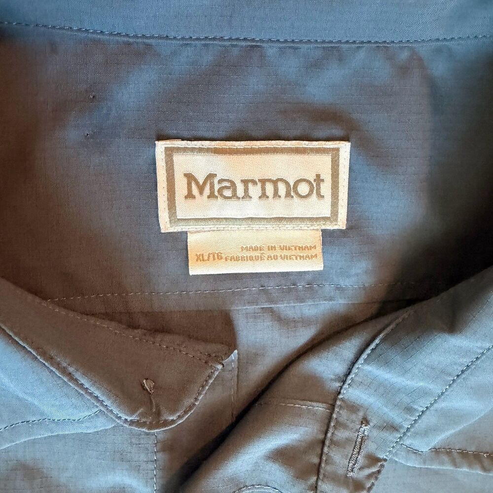 Marmot Blue Short Sleeve Button-Up Shirt XL Outdoor Breathable - Picture 2 of 8
